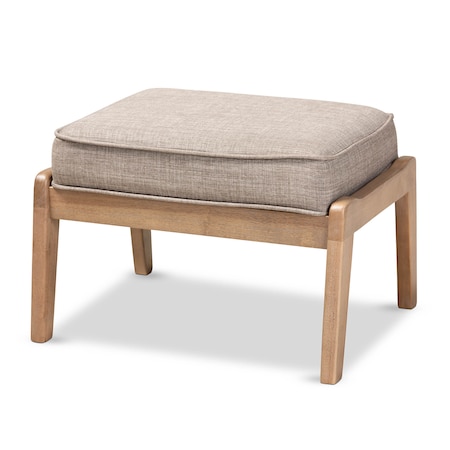 Baxton Studio Sigrid Light Grey Upholstered Antique Oak Finished Wood Ottoman 162-10404